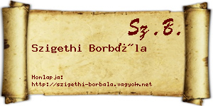 Szigethi Borbála névjegykártya