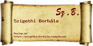 Szigethi Borbála névjegykártya